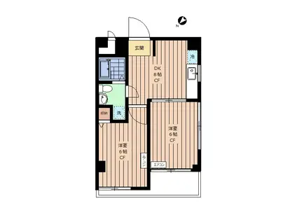 高輪ビューハイツ(2DK/7階)の間取り写真