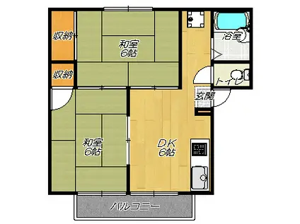 ハイツオカザキ (2DK/2階)の間取り写真