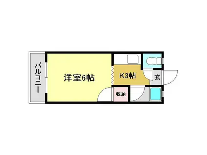 パークハイツ相模(1K/3階)の間取り写真