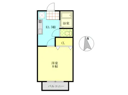 WI-FI付 スリーヴィレッヂ(1K/1階)の間取り写真