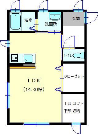 キーテール(ワンルーム/2階)の間取り写真
