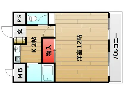 クローバーズマンション(1K/2階)の間取り写真