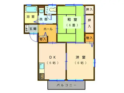 メゾン太陽B棟(2DK/1階)の間取り写真