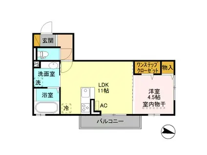 ゼフィールコパン 302(1LDK/3階)の間取り写真