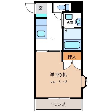 パレット46(1K/1階)の間取り写真