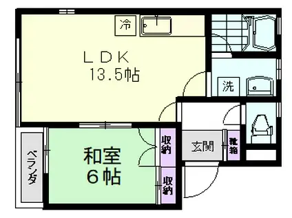 サクスィートTOYAMA B棟(1LDK/2階)の間取り写真