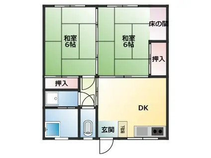 三浦アパート(2DK/1階)の間取り写真