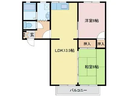 石田ハイツA(2LDK/2階)の間取り写真