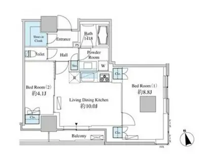 ベルファース芝浦タワー(2LDK/25階)の間取り写真