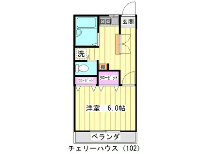 チェリーハウス(1K/1階)の間取り写真