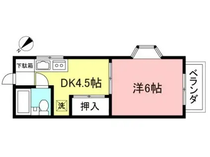 アビタシオン7(1DK/2階)の間取り写真