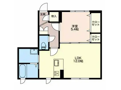 シャーメゾン弁天橋通 101(1LDK/1階)の間取り写真