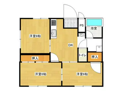 メゾン菊寿台(3DK/1階)の間取り写真