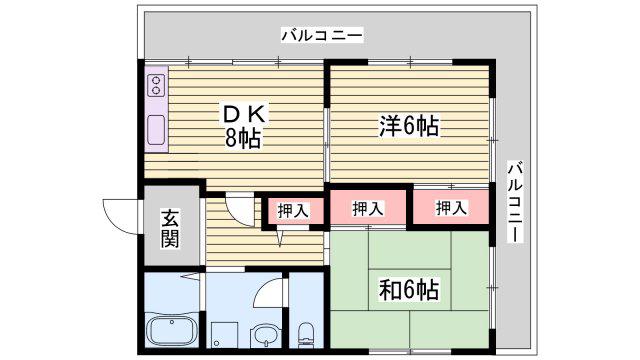 メゾンやすむろI(2LDK/3階)の間取り写真