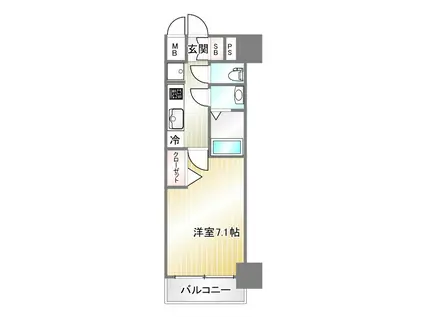 プレサンス兵庫ヴィアーレ(1K/4階)の間取り写真