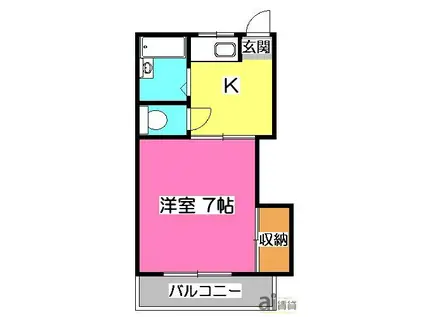 ファミール西所沢(1K/2階)の間取り写真