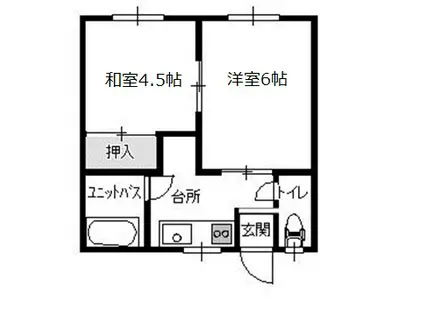 浜田アパート(2K/2階)の間取り写真