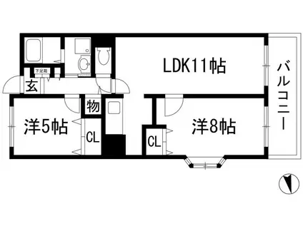 レジデンス箕面(2LDK/3階)の間取り写真