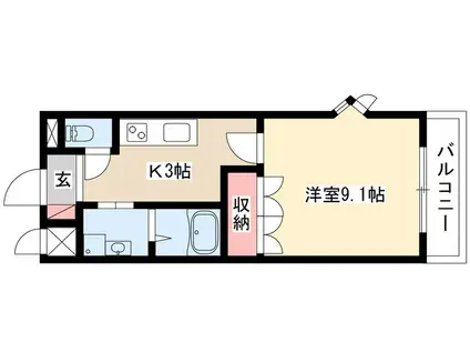 K・コオリナ(1K/3階)の間取り写真