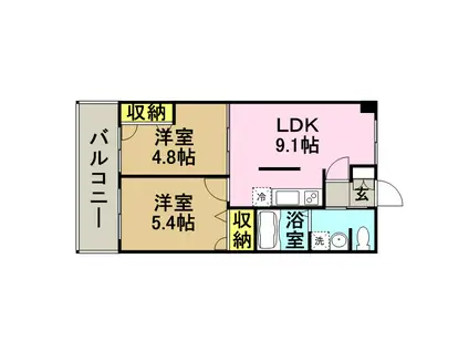 S-FORT福岡東(2LDK/10階)の間取り写真