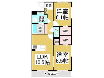 コンフォーティア鎌田(2LDK/5階)の間取り写真