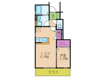 地下鉄今里筋線 清水駅(大阪メトロ) 徒歩2分 3階建 築10年(1LDK/1階)の間取り写真