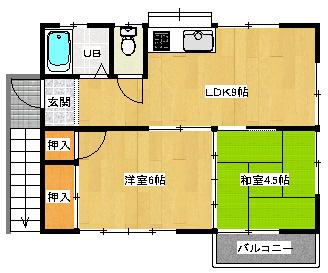 ホワイトハイツ(2LDK/1階)の間取り写真