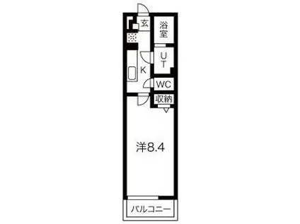グラディオ岩塚(1K/1階)の間取り写真
