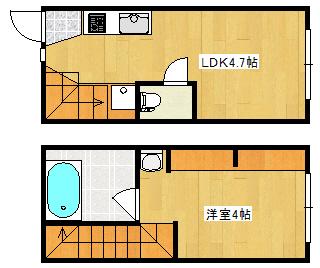 本浦コーポラスI(1LDK/1階)の間取り写真