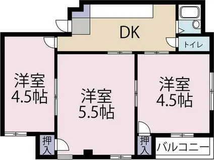 山根ビル(3DK/3階)の間取り写真