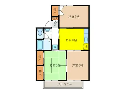 セジュール吉田A棟(3DK/2階)の間取り写真