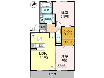 カルムメゾンアンソレイエ(2LDK/2階)の間取り写真