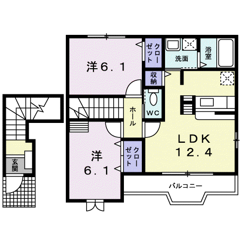 アルモニー I(2LDK/2階)の間取り写真