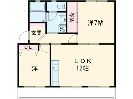 メゾン梨野(2LDK/2階)の間取り写真