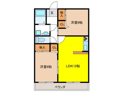 ルミナス島(2LDK/4階)の間取り写真
