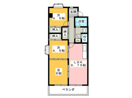 ハウスクローネ(3LDK/3階)の間取り写真