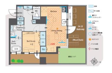 パークルール恵比寿(1LDK/8階)の間取り写真