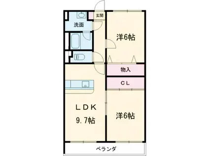 メゾンドクレアール(2LDK/2階)の間取り写真