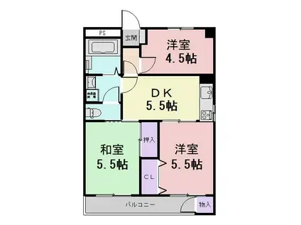 グリーンハイツ(3DK/4階)の間取り写真