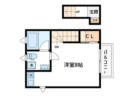 タウンカテッジ鹿骨(ワンルーム/2階)の間取り写真
