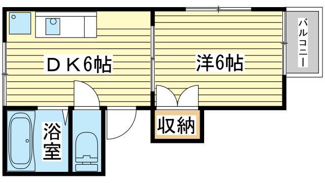 ナイスワン広畑(1DK/2階)の間取り写真