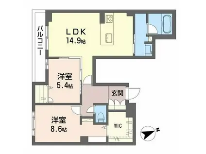 VIDA FELIZ祇園(2LDK/3階)の間取り写真