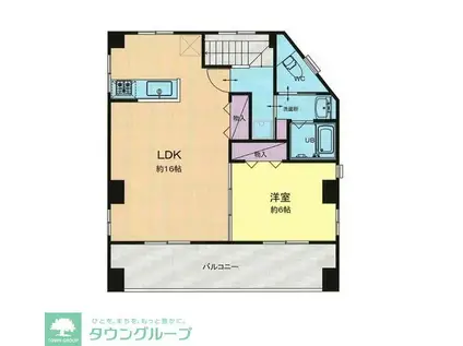 ウィング鶴見(1LDK/4階)の間取り写真