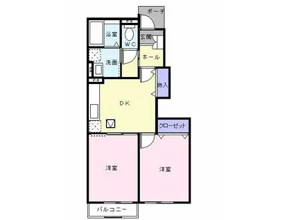 シャンティ・アイ弐番館(2DK/1階)の間取り写真