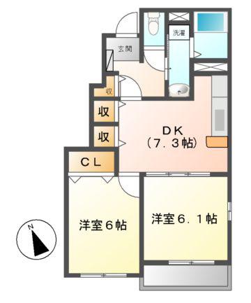 プラザサンライズA棟(2DK/1階)の間取り写真