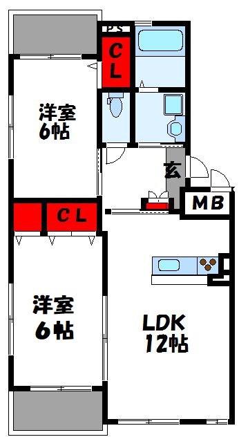 キャロットJ(2LDK/3階)の間取り写真