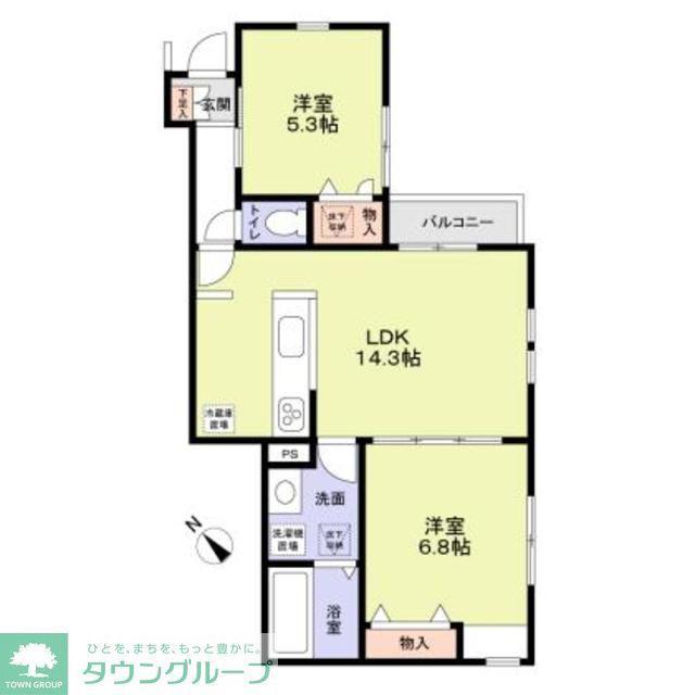 WEISSE HAUS(2LDK/1階)の間取り写真