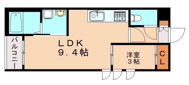 REGALEST折尾駅東(1LDK/3階)の間取り写真