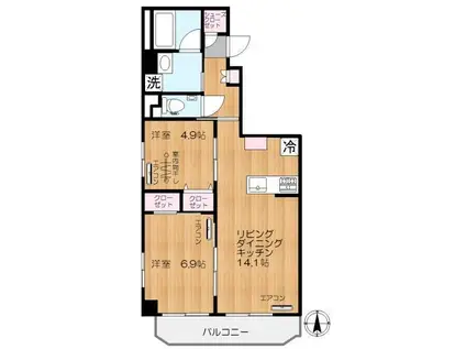 モンテヴェルデ神楽坂弐番館(2LDK/3階)の間取り写真