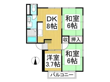 ハイツサンリバー(3DK/1階)の間取り写真